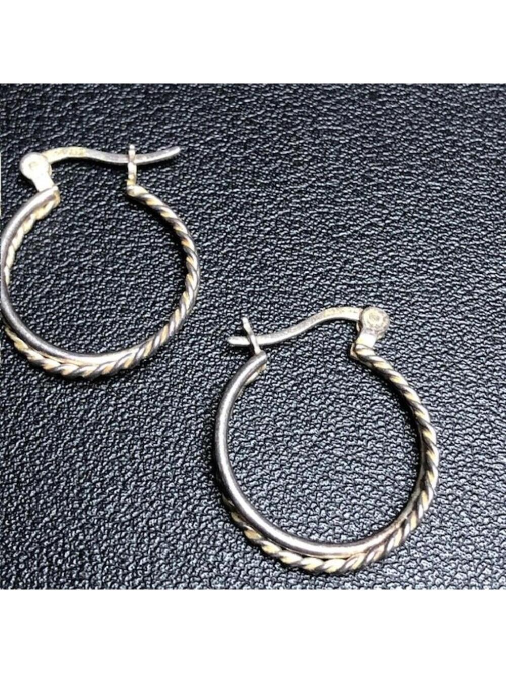 B2942 ATI Sterling Silver 925 Hoop Earrings Approx 1" Twisted Rope 2.8g - Picture 2 of 3